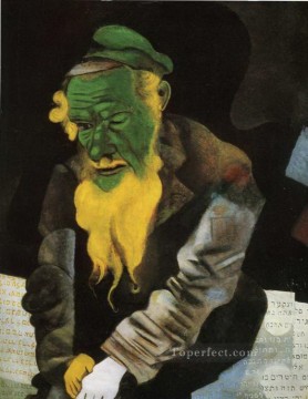 Religious Painting - Jew in Green MC Jewish